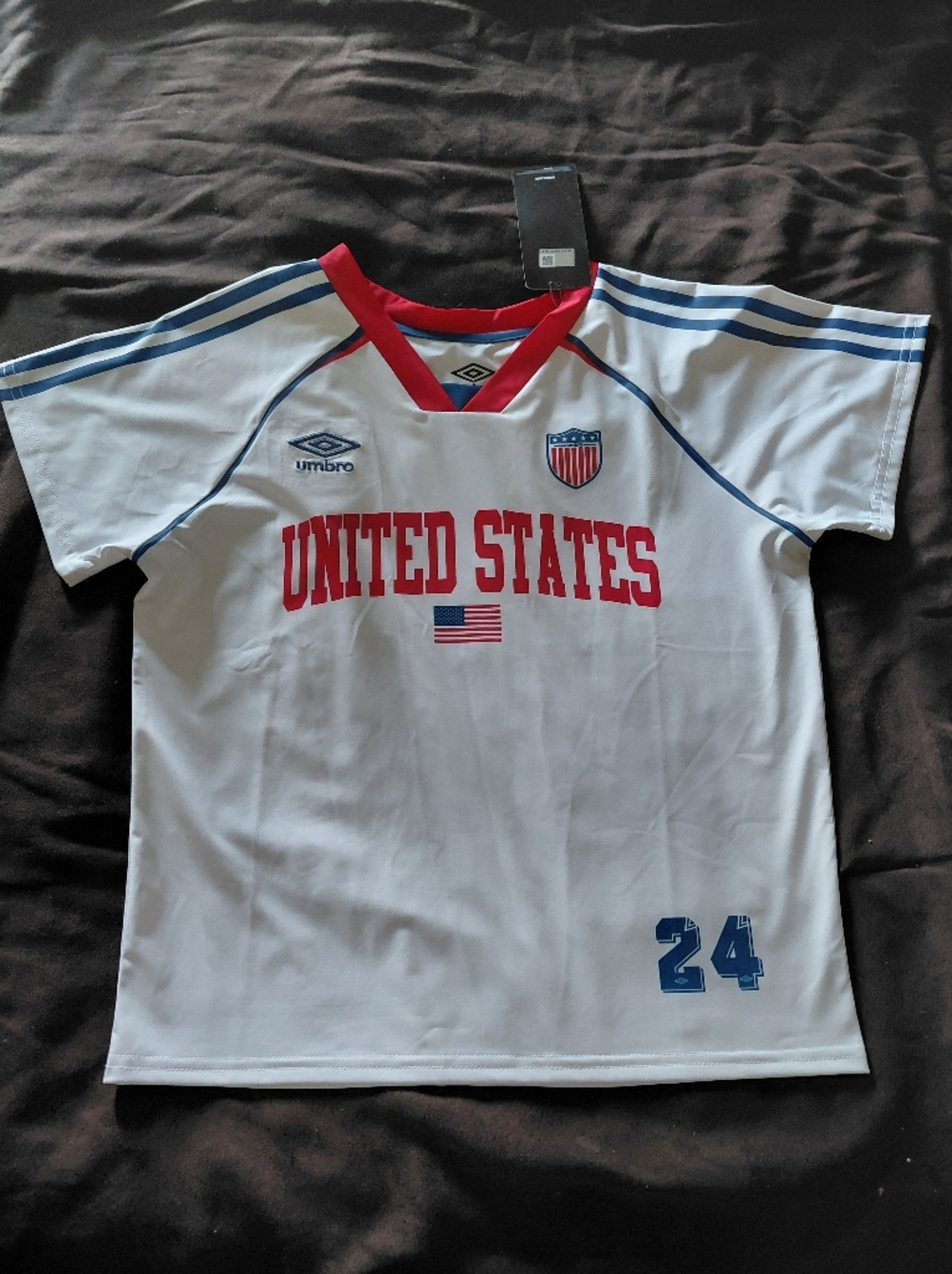 Umbro White United States Soccer Jersey with Blue & Red Accents